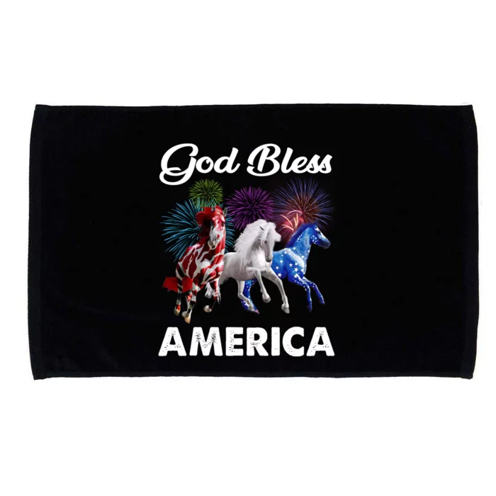 Horses God Bless America 4th Of July Gift Microfiber Hand Towel