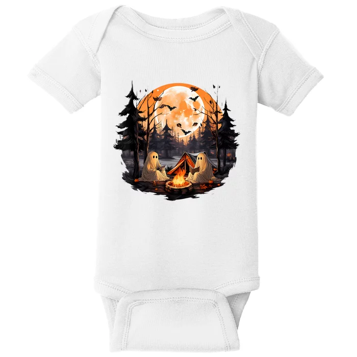 Halloween Ghost Book Reading Camping Halloween Pumpkin Baby Bodysuit