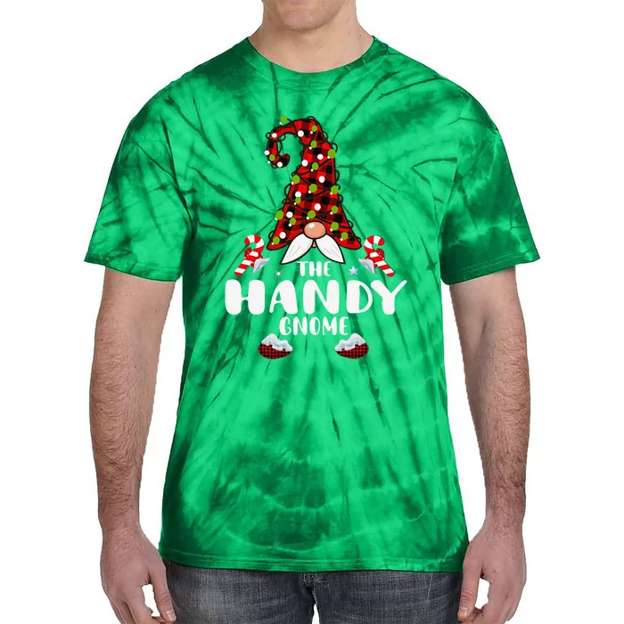 Handy Gnome Buffalo Plaid Matching Family Christmas Pajama Tie-Dye T-Shirt