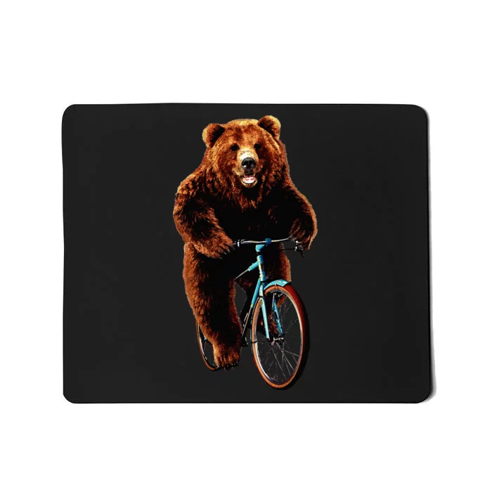 Happy Grizzly Bear Cycling Mountain Bike Bicycle Mousepad