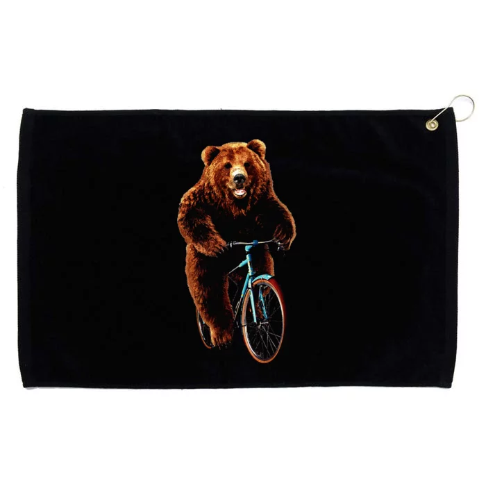 Happy Grizzly Bear Cycling Mountain Bike Bicycle Grommeted Golf Towel