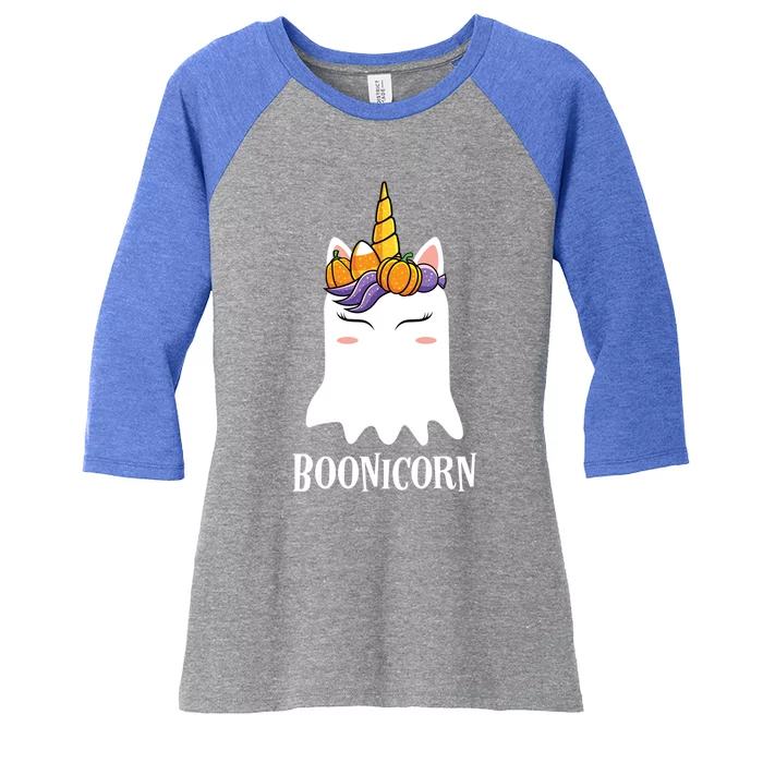 Halloween Ghost Boonicorn Unicorn Funny Gift Women's Tri-Blend 3/4-Sleeve Raglan Shirt