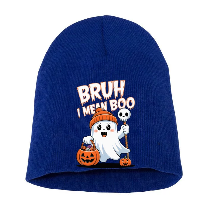 Halloween Ghost Bruh Skull Candy Pumpkin Short Acrylic Beanie