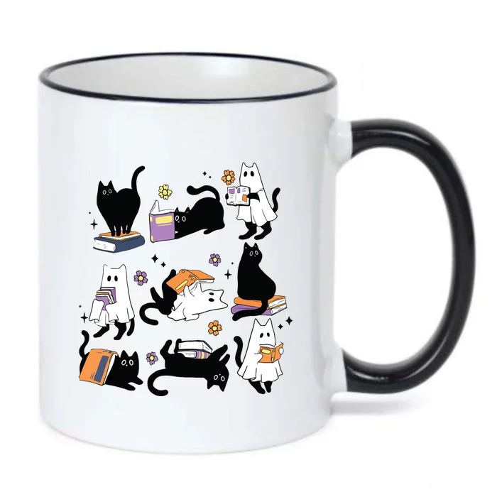 Halloween Ghost Black Cat Reading Book Costume Black Color Changing Mug