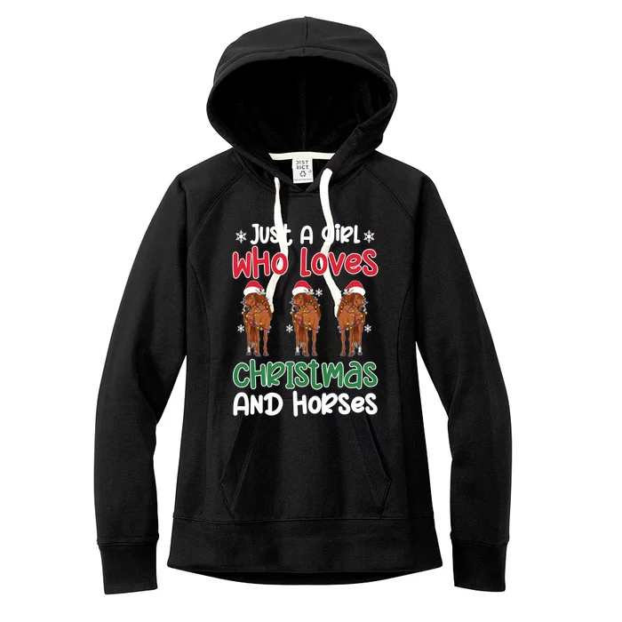 Horse Girl Christmas Horse Owner Horse Lover Xmas Party Cute Gift Women's Fleece Hoodie