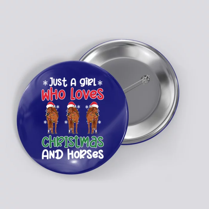 Horse Girl Christmas Horse Owner Horse Lover Xmas Party Cute Gift Button