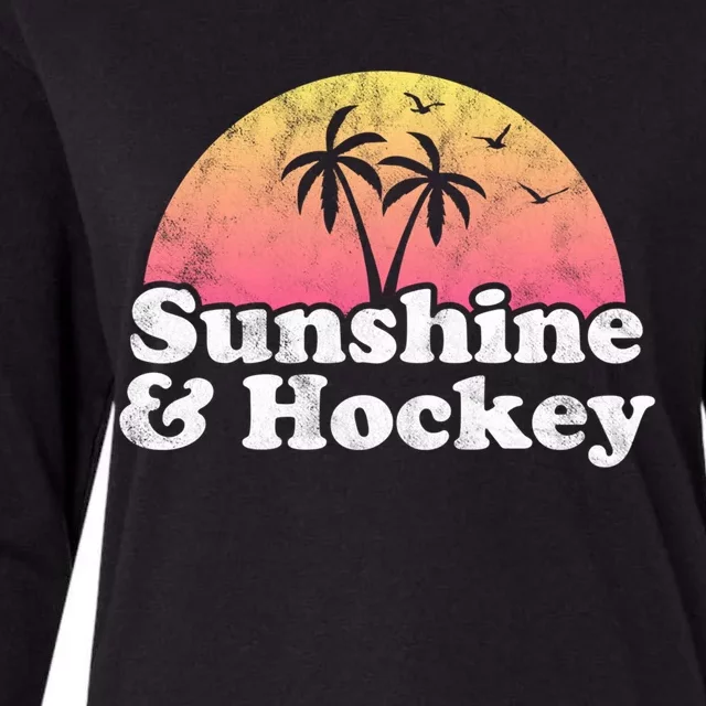 Hockey Gift Cute Gift Sunshine And Hockey Cool Gift Womens Cotton Relaxed Long Sleeve T-Shirt