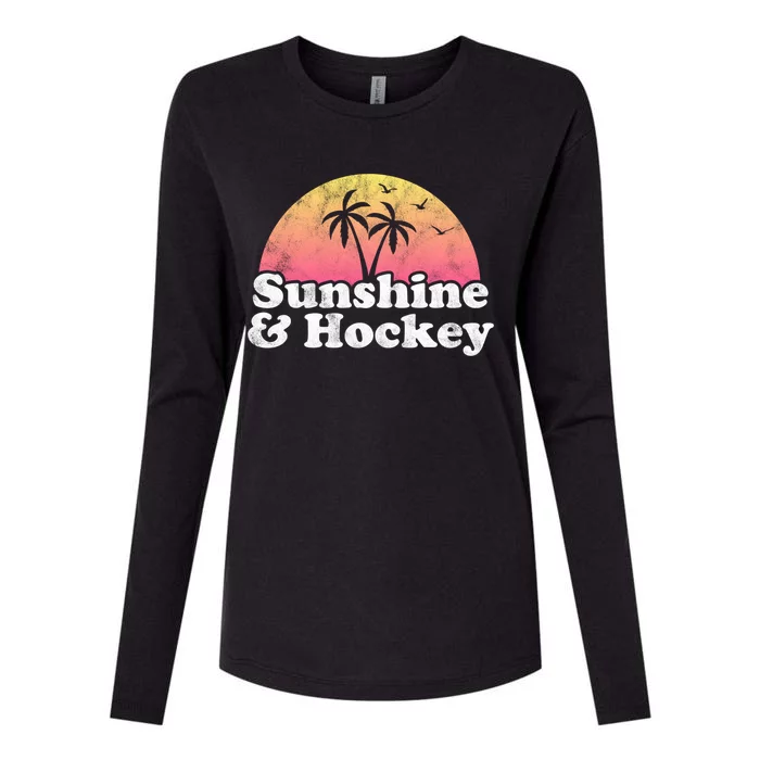 Hockey Gift Cute Gift Sunshine And Hockey Cool Gift Womens Cotton Relaxed Long Sleeve T-Shirt