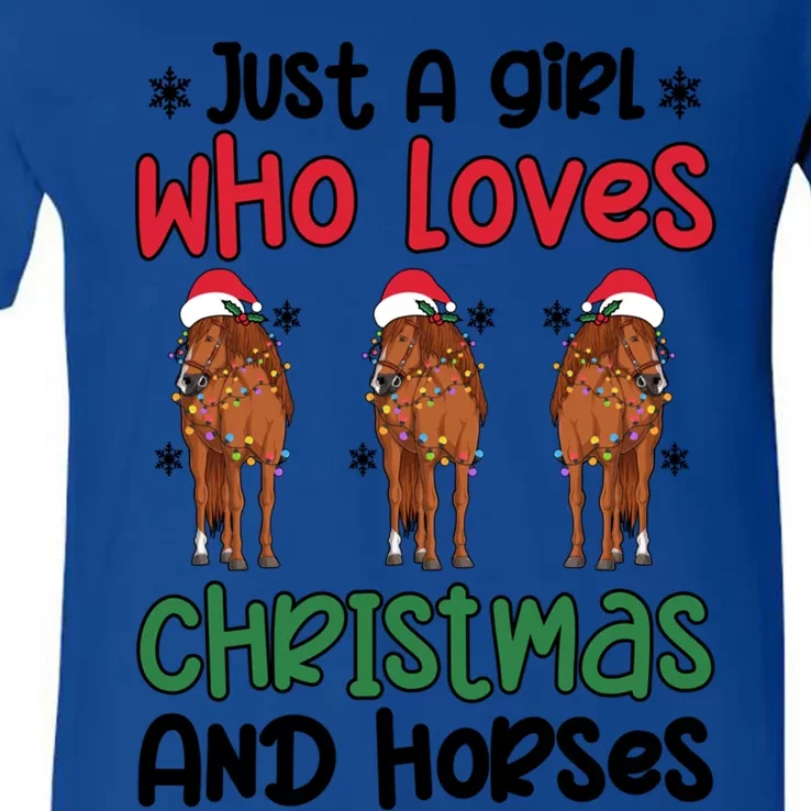 Horse Girl Christmas Horse Owner Horse Lover Xmas Party Gift V-Neck T-Shirt