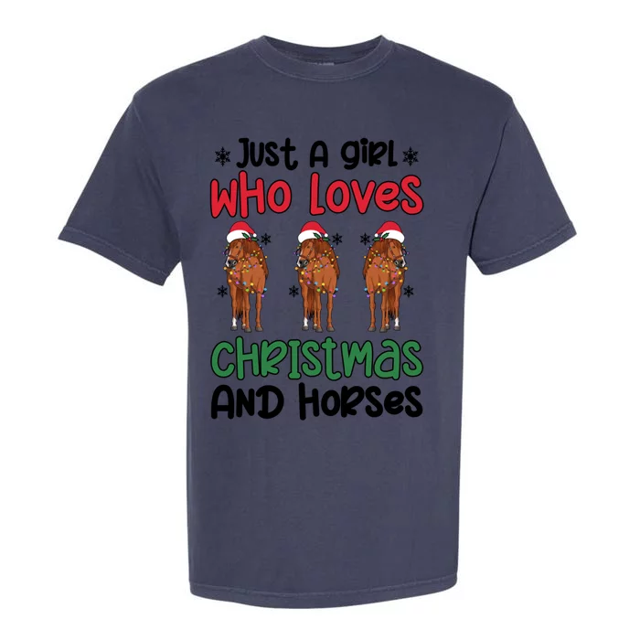 Horse Girl Christmas Horse Owner Horse Lover Xmas Party Gift Garment-Dyed Heavyweight T-Shirt