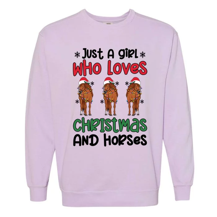 Horse Girl Christmas Horse Owner Horse Lover Xmas Party Gift Garment-Dyed Sweatshirt