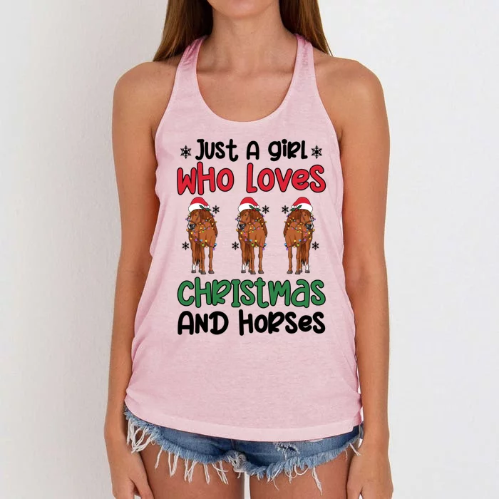 Horse Girl Christmas Horse Owner Horse Lover Xmas Party Gift Women's Knotted Racerback Tank