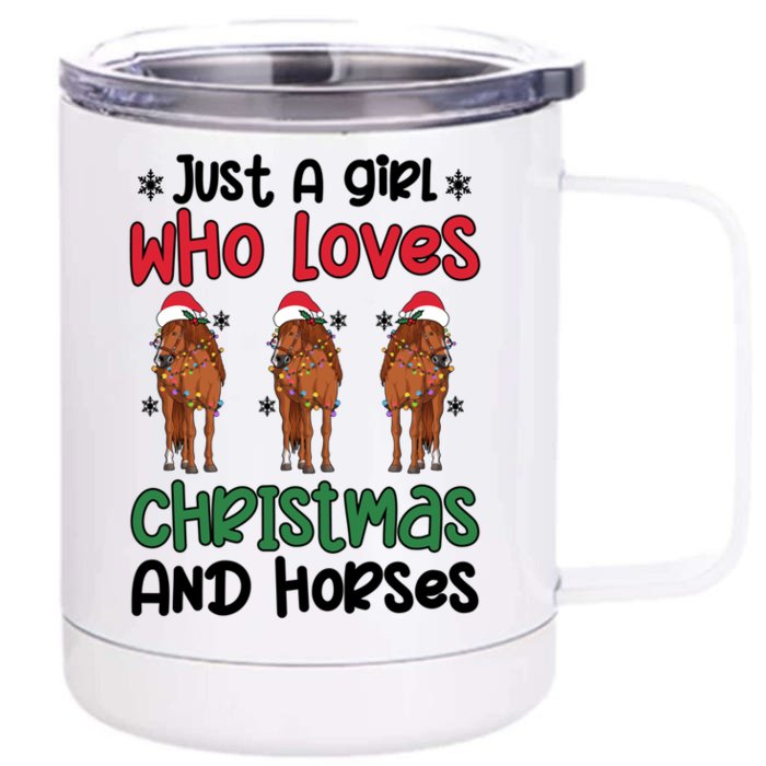 Horse Girl Christmas Horse Owner Horse Lover Xmas Party Gift Front & Back 12oz Stainless Steel Tumbler Cup