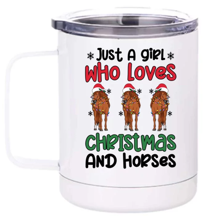 Horse Girl Christmas Horse Owner Horse Lover Xmas Party Gift Front & Back 12oz Stainless Steel Tumbler Cup