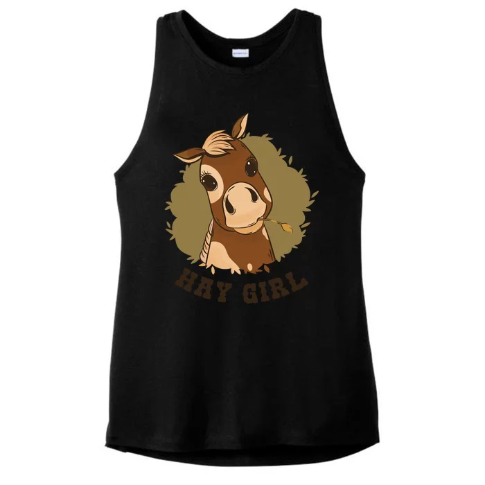 Hay Girl Cute Horse Ladies Tri-Blend Wicking Tank