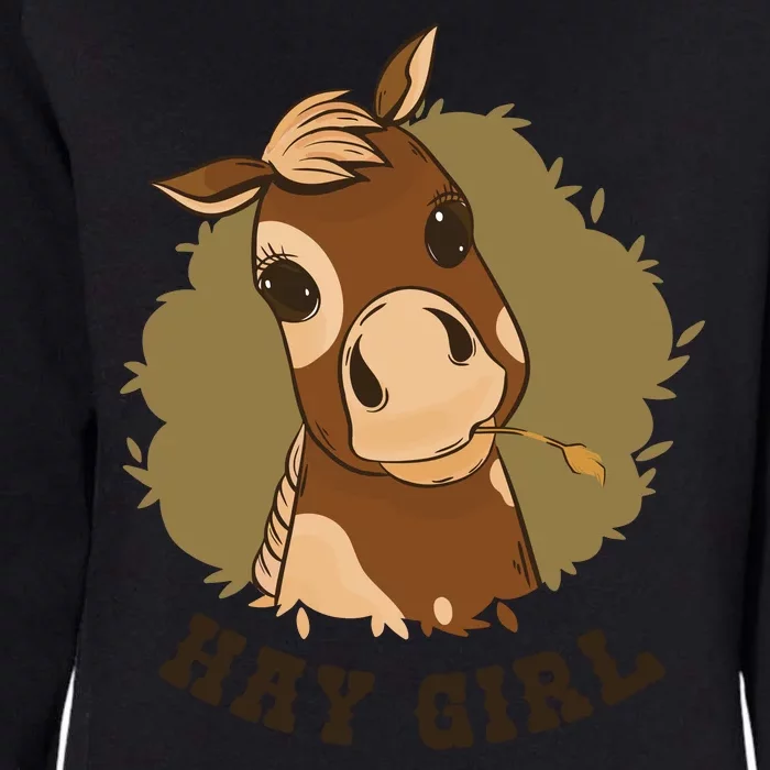 Hay Girl Cute Horse Womens California Wash Sweatshirt