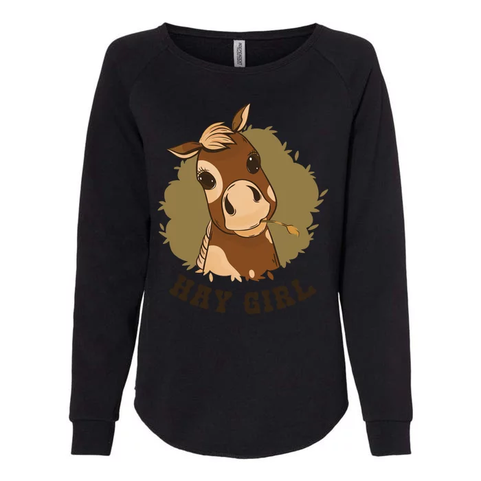 Hay Girl Cute Horse Womens California Wash Sweatshirt