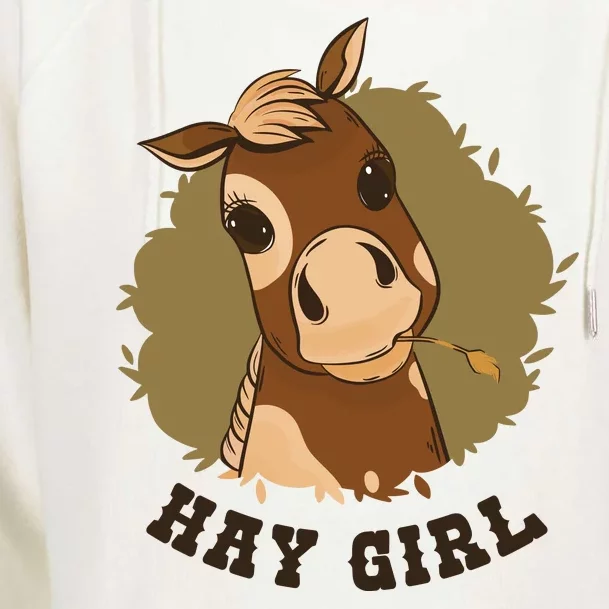 Hay Girl Cute Horse Womens Funnel Neck Pullover Hood