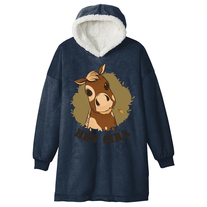 Hay Girl Cute Horse Hooded Wearable Blanket