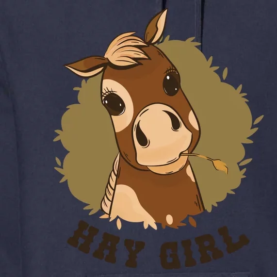 Hay Girl Cute Horse Premium Hoodie