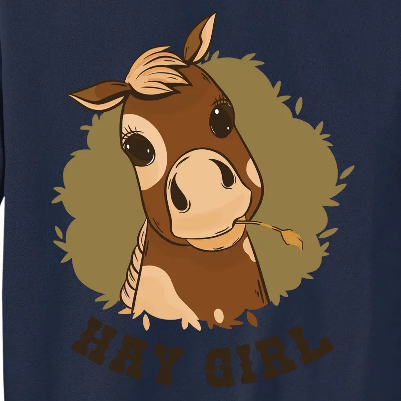 Hay Girl Cute Horse Tall Sweatshirt