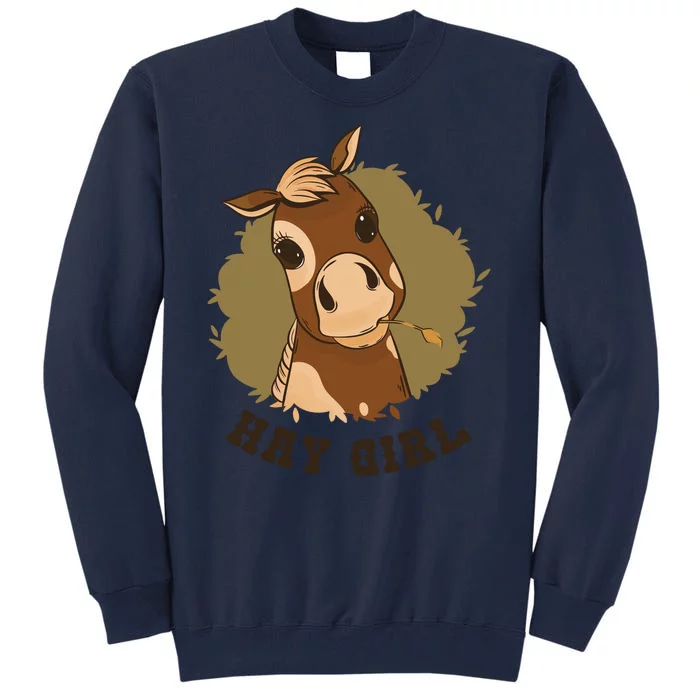 Hay Girl Cute Horse Tall Sweatshirt