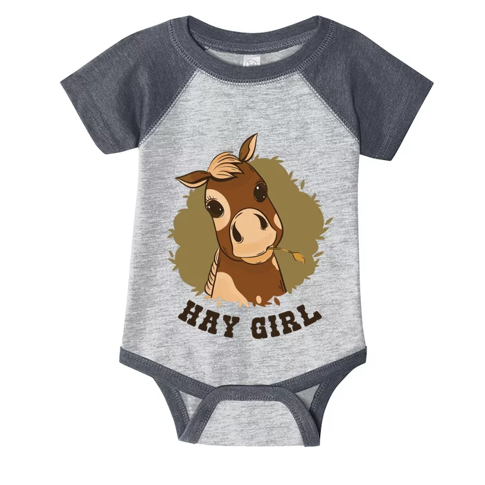 Hay Girl Cute Horse Infant Baby Jersey Bodysuit