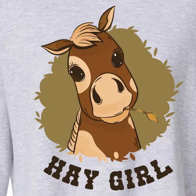 Hay Girl Cute Horse Cropped Pullover Crew