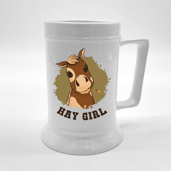 Hay Girl Cute Horse Front & Back Beer Stein