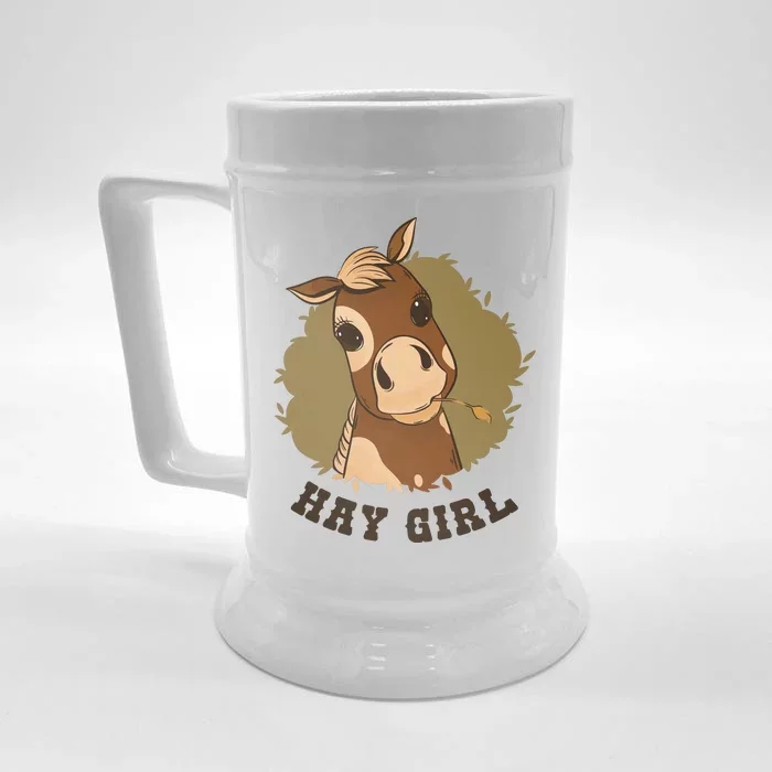 Hay Girl Cute Horse Front & Back Beer Stein