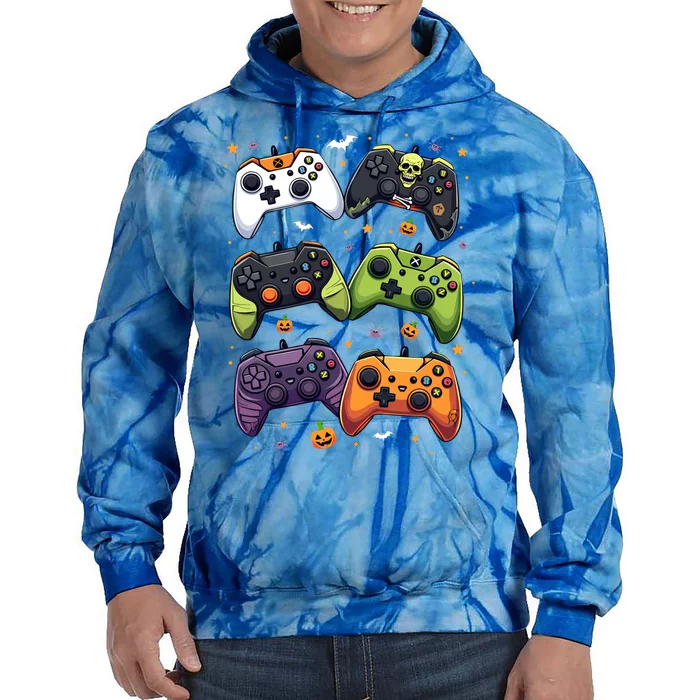 Halloween Gamer Controllers Spooky Gaming Halloween Lovers Gift Tie Dye Hoodie