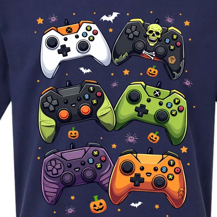 Halloween Gamer Controllers Spooky Gaming Halloween Lovers Gift Sueded Cloud Jersey T-Shirt