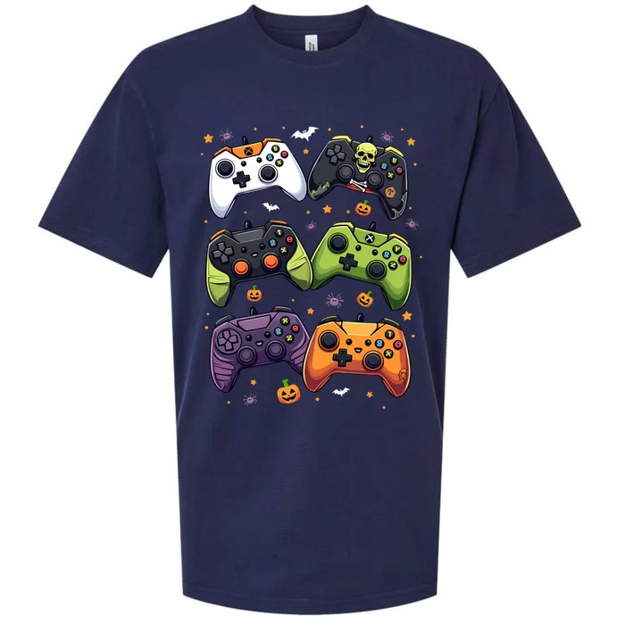 Halloween Gamer Controllers Spooky Gaming Halloween Lovers Gift Sueded Cloud Jersey T-Shirt