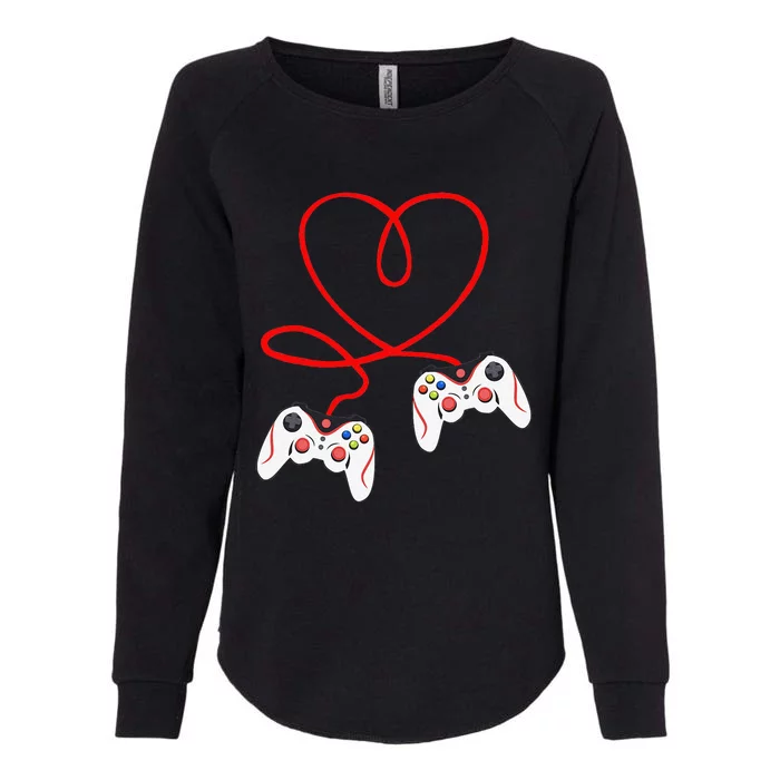 Heart Game Controllers Video Gamers Gaming Valentine's Day Womens California Wash Sweatshirt