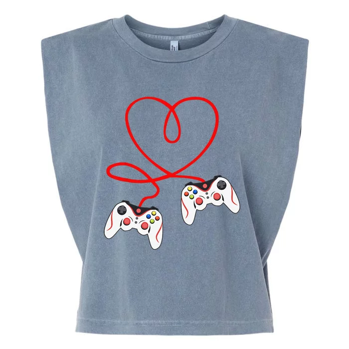 Heart Game Controllers Video Gamers Gaming Valentine's Day Garment-Dyed Women's Muscle Tee