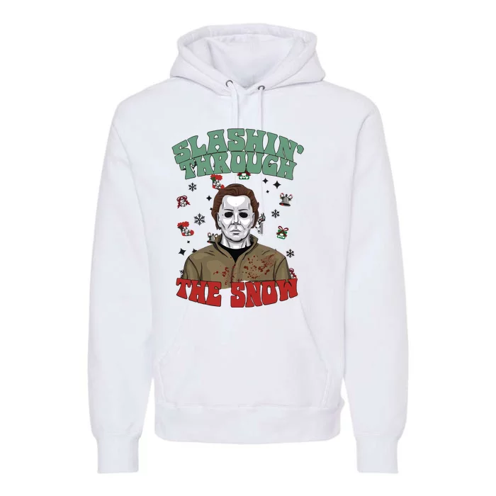 Horror Guys Christmas Slashin Through The Snow Premium Hoodie