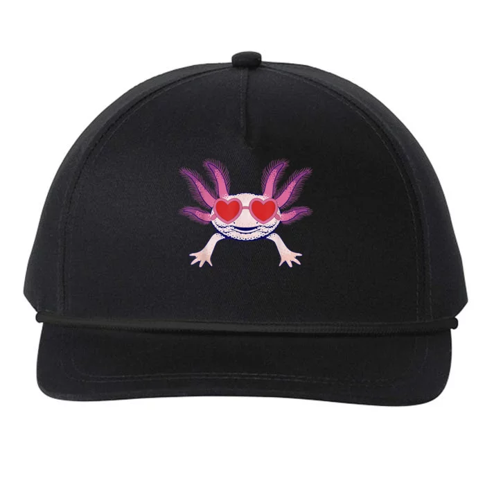 Heart Glasses Cute Axolotl Valentines Day Animal Snapback Five-Panel Rope Hat