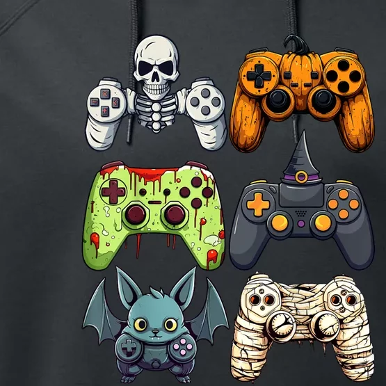 Halloween Gaming Controllers Skeleton Witch Zombie Mummy Performance Fleece Hoodie