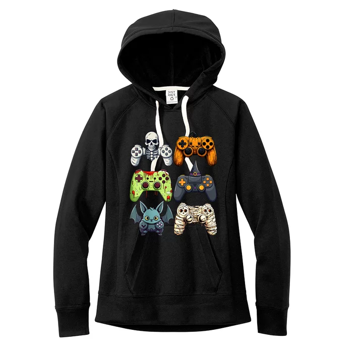 Halloween Gaming Controllers Skeleton Witch Zombie Mummy Women's Fleece Hoodie