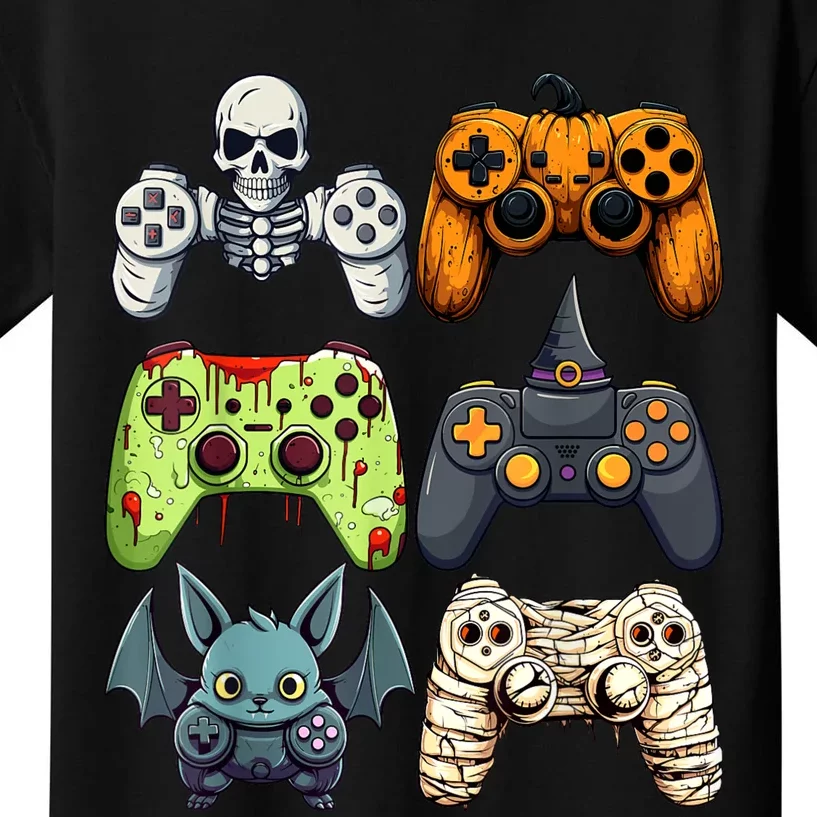 Halloween Gaming Controllers Skeleton Witch Zombie Mummy Kids T-Shirt