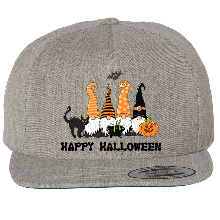 Halloween Gnomes Cute Autumn Pumpkin Fall Holiday Gift Wool Snapback Cap