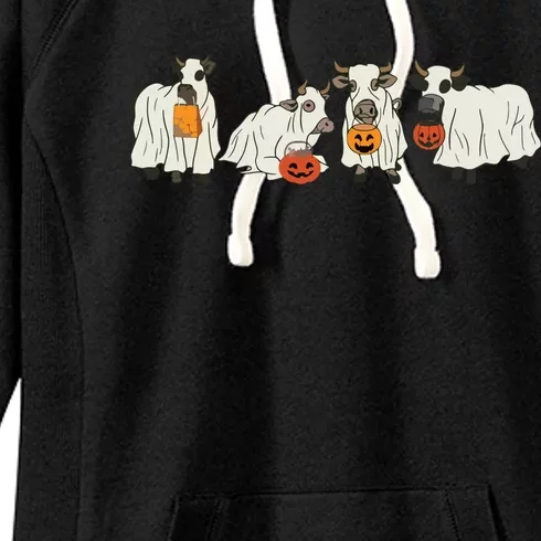 Halloween Ghost Cow Western Halloween Cow Halloween Cowboy Sweat Women's Fleece Hoodie