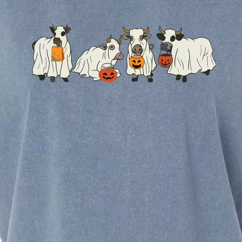 Halloween Ghost Cow Western Halloween Cow Halloween Cowboy Sweat Garment-Dyed Women's Muscle Tee