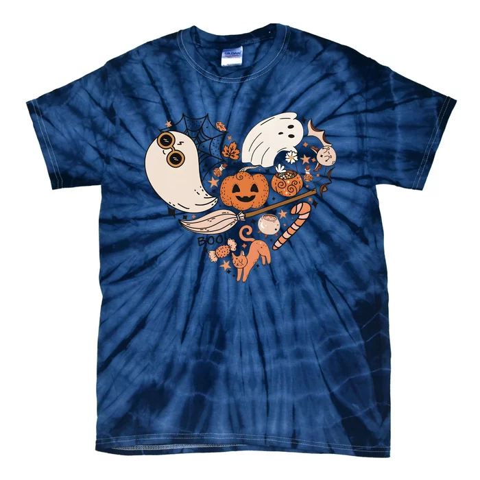 Halloween Ghost Cute Heart Tie-Dye T-Shirt