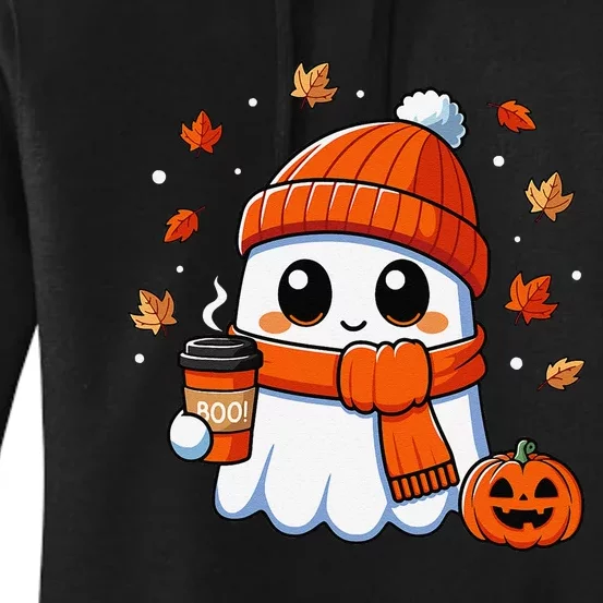 Halloween Ghost Coffee Boo Spooky Season Fall Gift Women's Pullover Hoodie