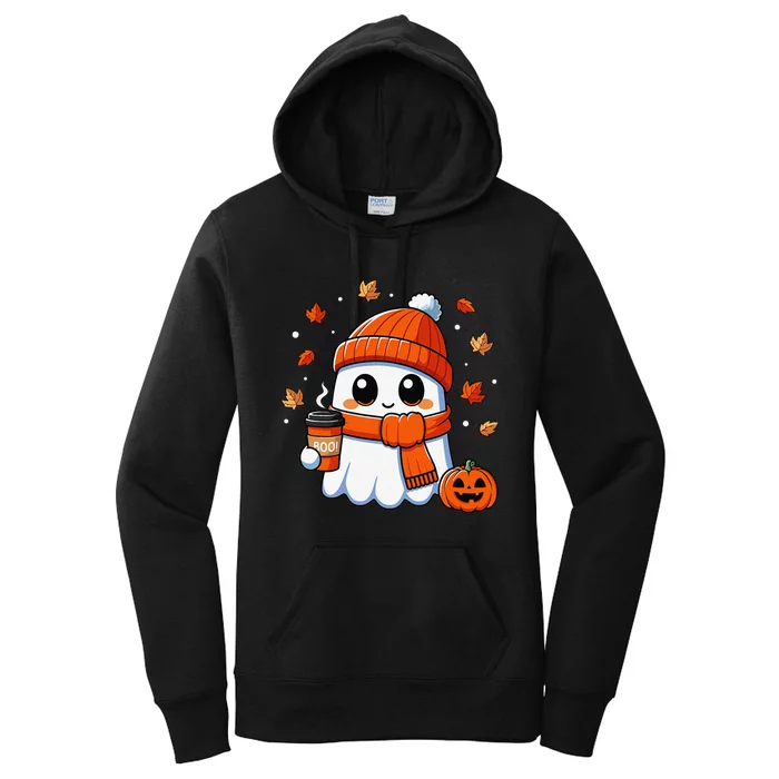 Halloween Ghost Coffee Boo Spooky Season Fall Gift Women's Pullover Hoodie