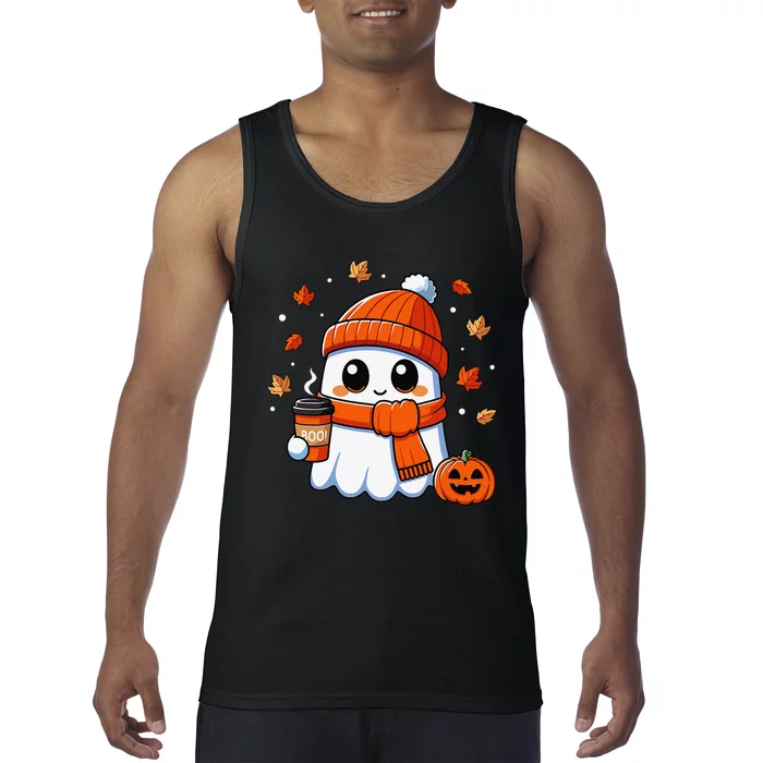 Halloween Ghost Coffee Boo Spooky Season Fall Gift Tank Top