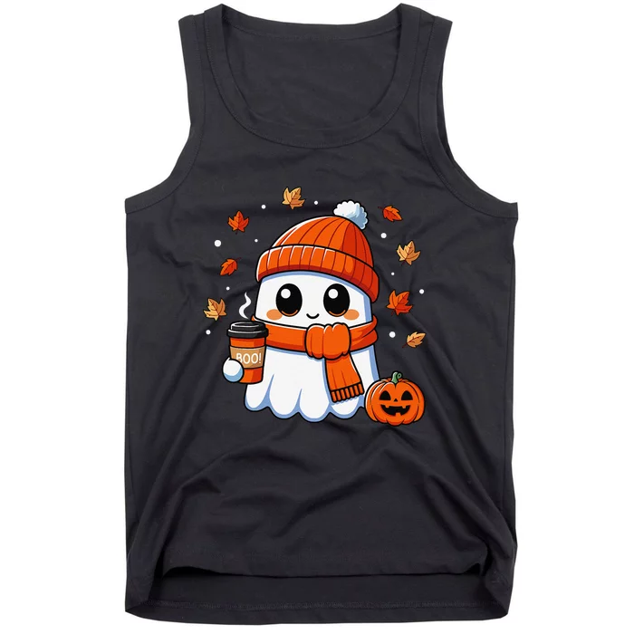 Halloween Ghost Coffee Boo Spooky Season Fall Gift Tank Top