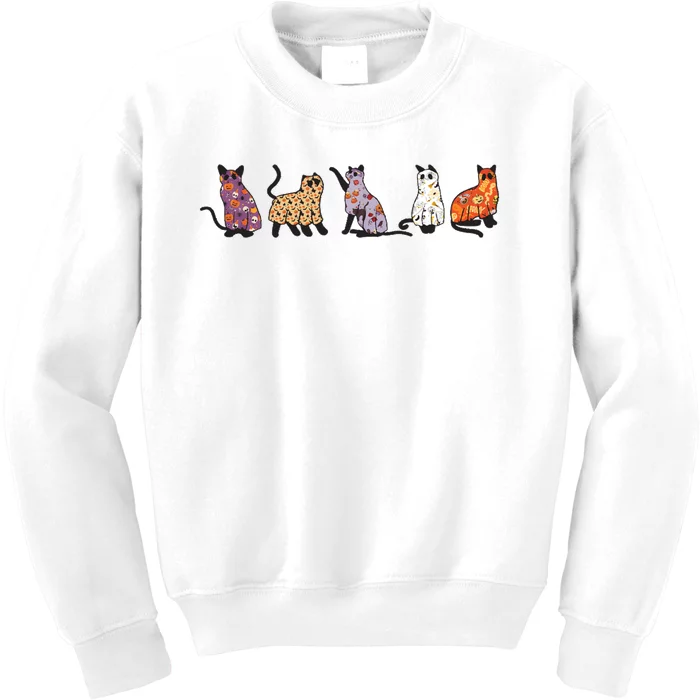 Halloween Ghost Cat Halloween Kids Sweatshirt