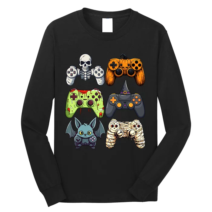 Halloween Gaming Controllers Skeleton Witch Zombie Mummy Long Sleeve Shirt